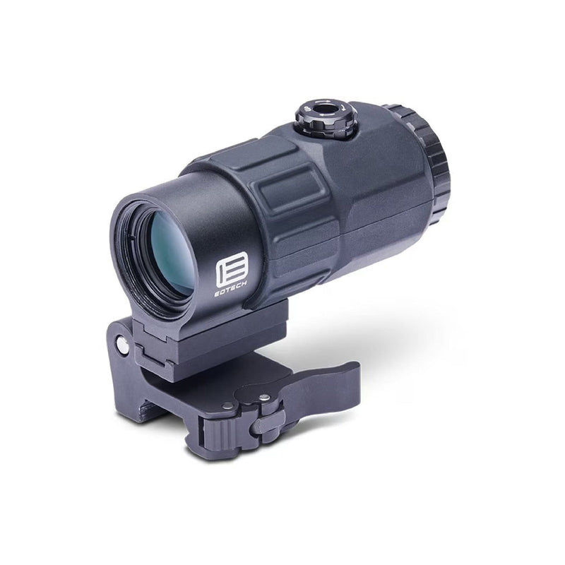 EOTech G45 5x magnifier on the flip-to-side STS mount in matte black for use behind an EOTech holographic weapon sight