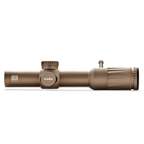 EOTech Vudu 1-10x28 FFP LPVO rifle scope in Tan, daylight-bright SR5 MRAD reticle, part number VDU1-10SR5DFTAN