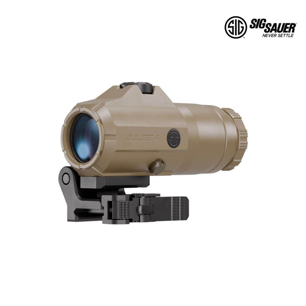 SIG Sauer JULIET4 4x magnifier in Flat Dark Earth with PowerCam quick-release mount