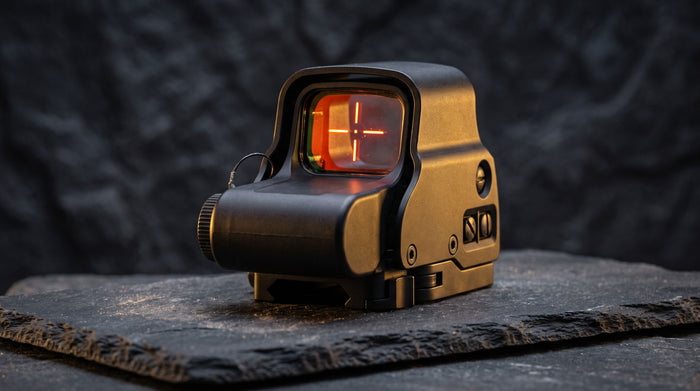 Holographic weapon sight with glowing reticle