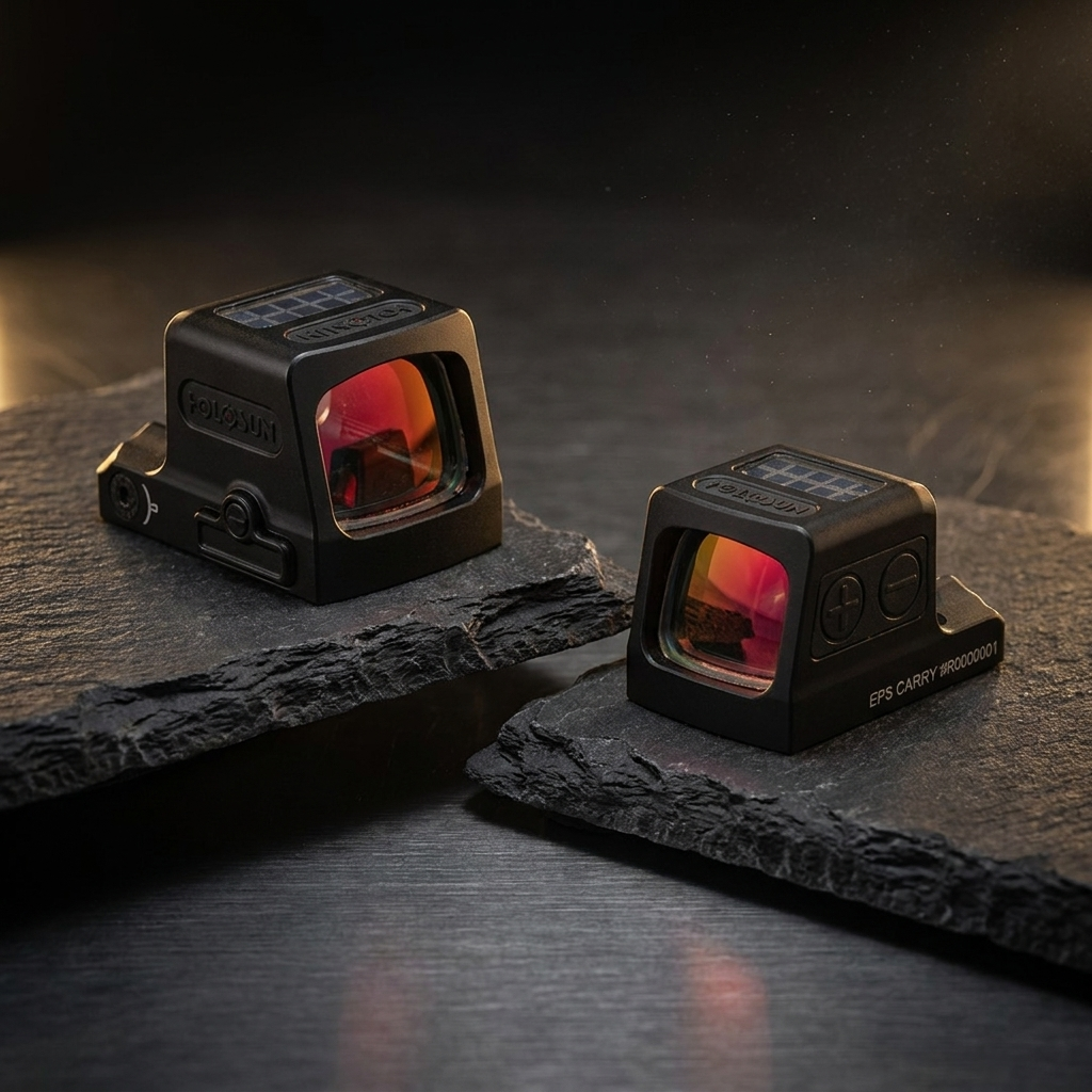 Holosun EPS vs EPS Carry – enclosed pistol sights size comparison