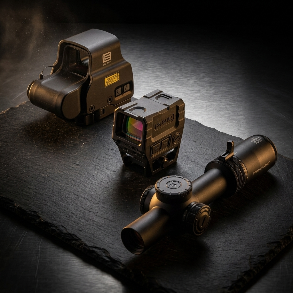 Best AR-15 optics – EOTech holographic, Holosun AEMS red dot and Primary Arms LPVO on dark slate