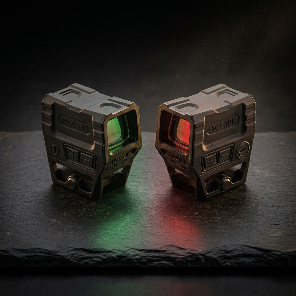 Green vs red dot sights – Holosun AEMS green and red reticle comparison