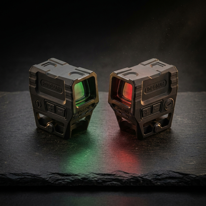 Green vs red dot sights – Holosun AEMS green and red reticle comparison
