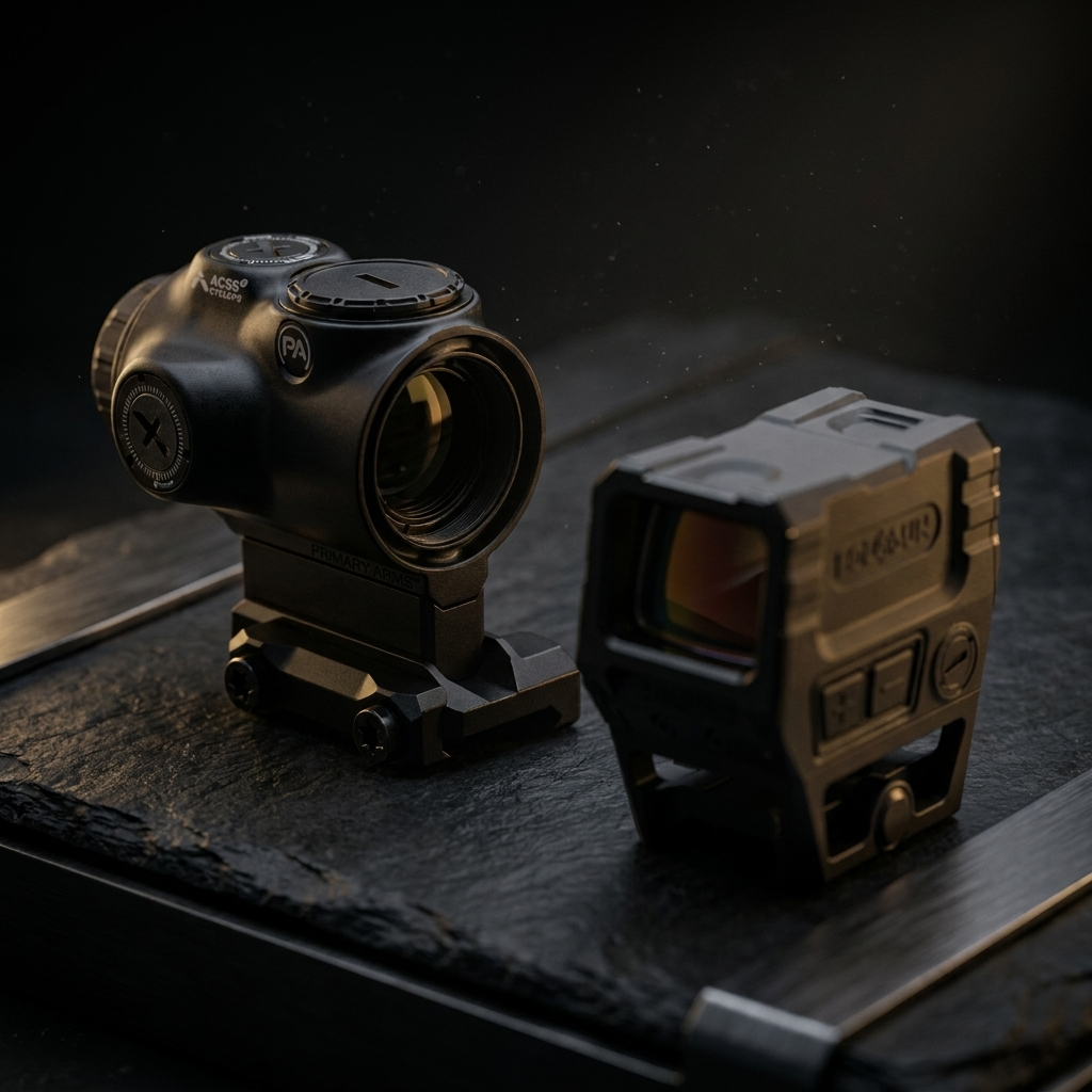 Red dot astigmatism guide – crisp prism scope beside blurred red dot