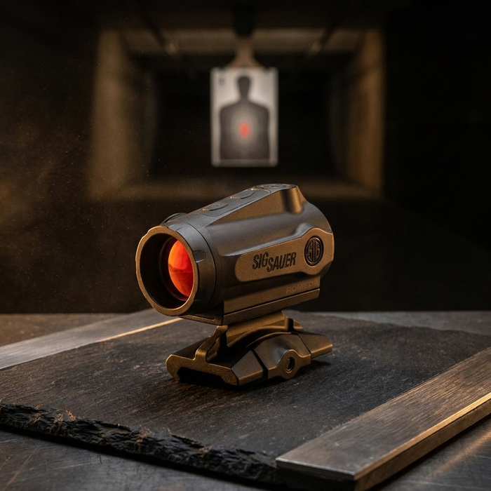 Red dot zero distance – SIG ROMEO5 with range target down the lane