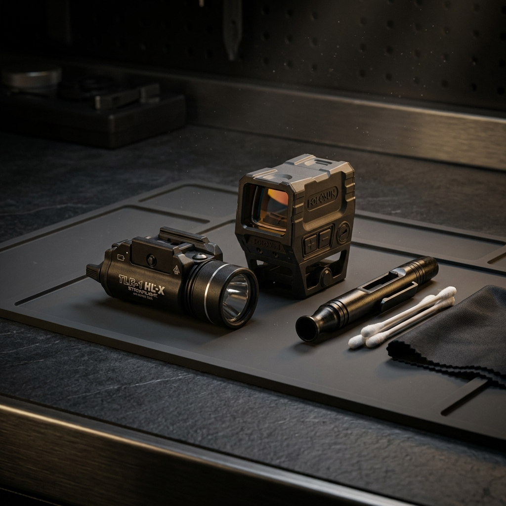 Optic and weapon light maintenance – cleaning tools with Holosun AEMS and TLR-1