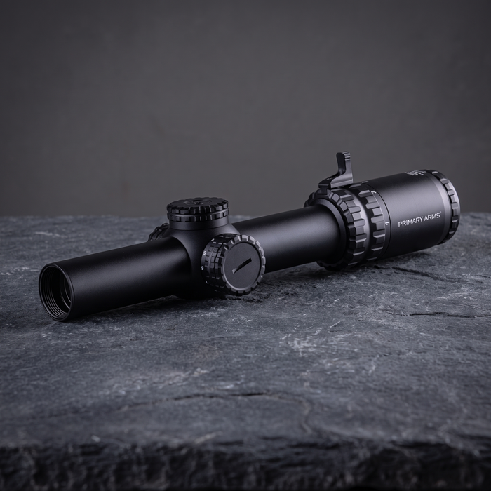 Primary Arms SLx 1-6x24 Gen IV LPVO with the red illuminated ACSS Nova Fiber Wire reticle