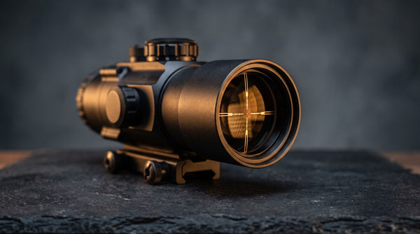 Compact prism scope with an etched reticle