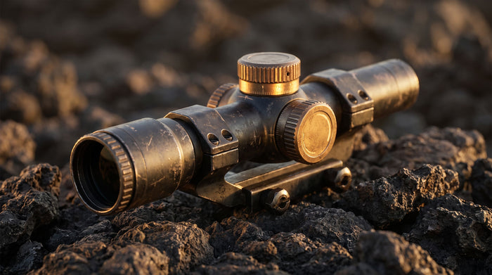 Rugged combat rifle optic with bronze reticle housing