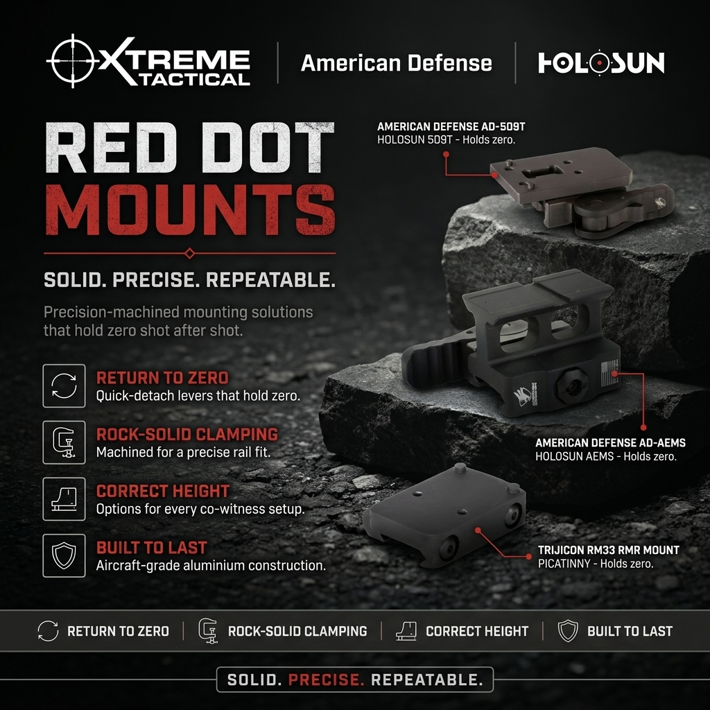 Red Dot Sight Mounts at Xtreme Tactical – American Defense Ad-509T Holosun 509T, American Defense Ad-Aems Holosun Aems, Trijicon Rm33 Rmr Mount Picatinny
