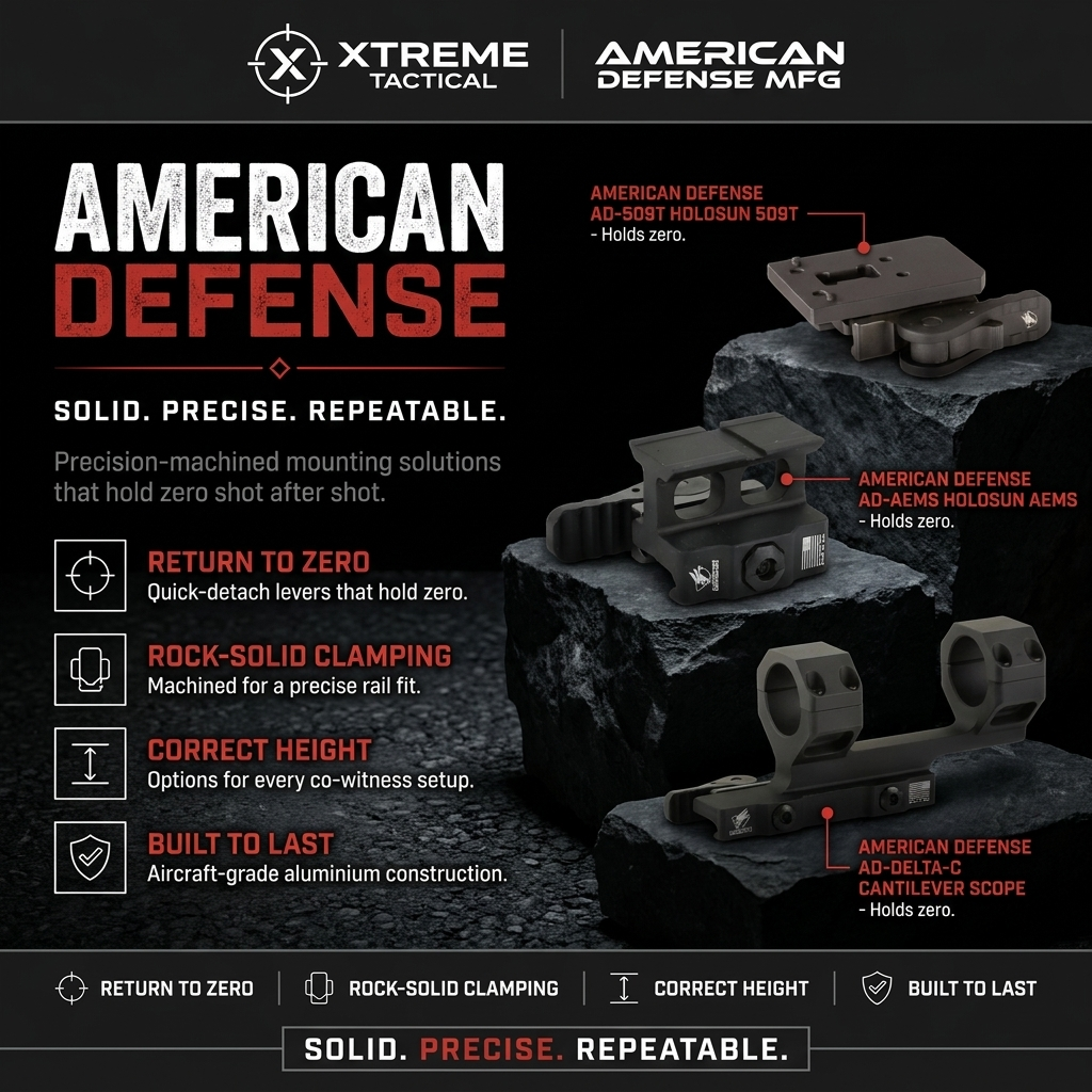 American Defense Mfg at Xtreme Tactical – American Defense Ad-509T Holosun 509T, American Defense Ad-Aems Holosun Aems, American Defense Ad-Delta-C Cantilever Scope