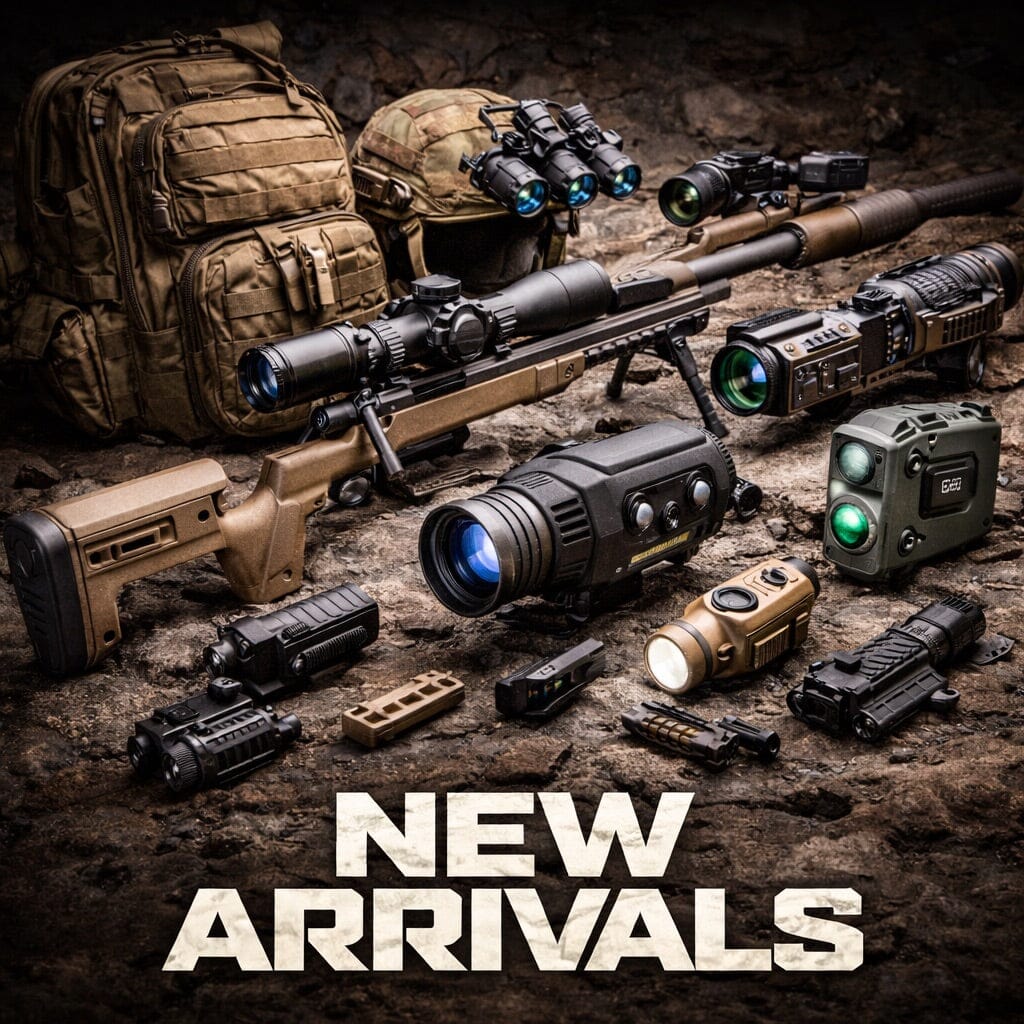 New arrivals featuring the latest tactical gear optics and shooting accessories