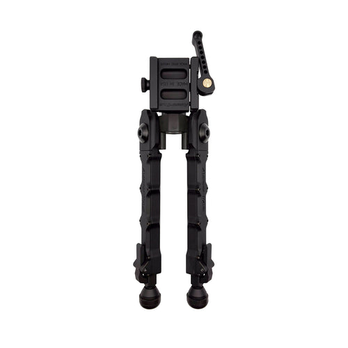 Top-down view of the Accu-Tac FD-5 Arca-Spec QD Bipod in black with legs folded back