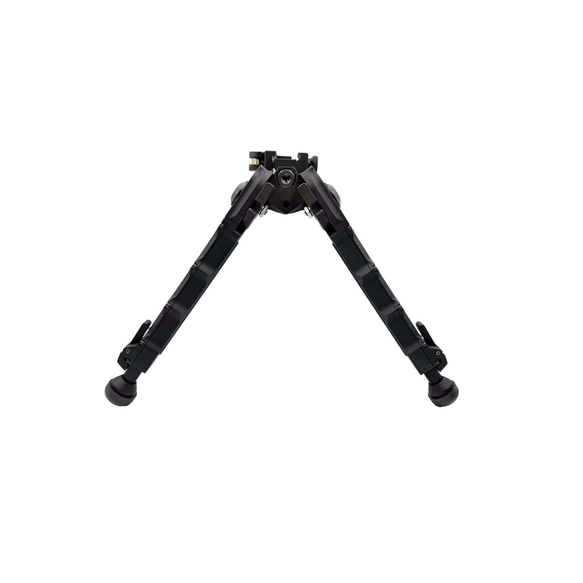 Accu-Tac FD-5 Picatinny Bipod in black viewed from the front with both legs deployed
