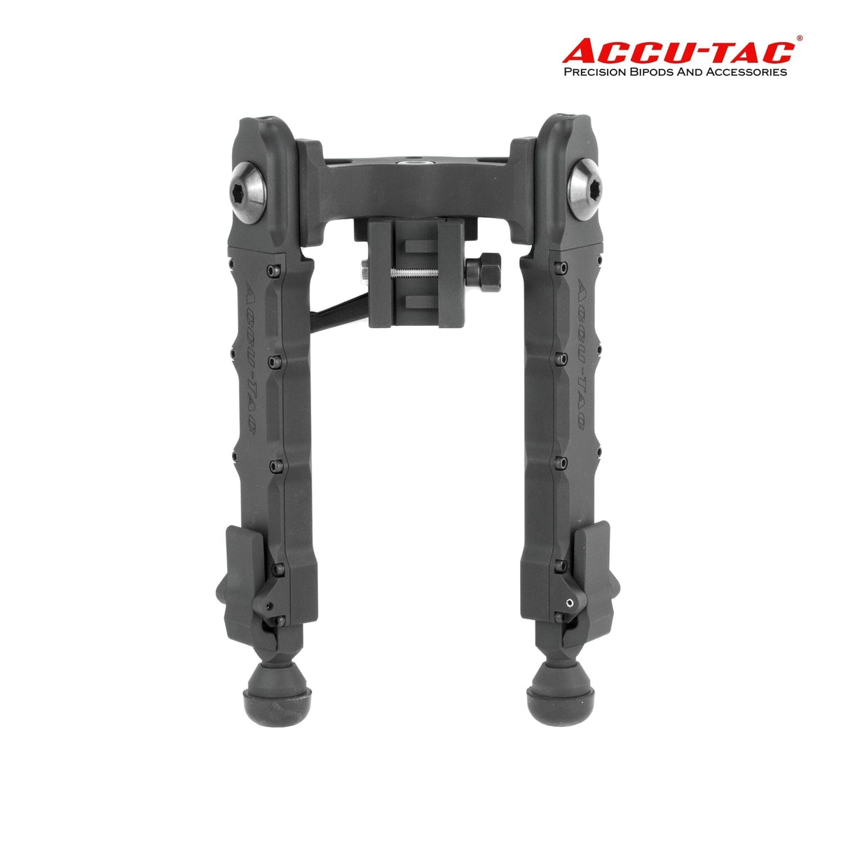 Accu-Tac HD-50 Picatinny Bipod in black with a Picatinny rail clamp