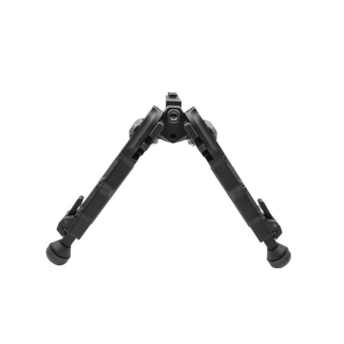 Accu-Tac M-LOK Spec-4 Bipod in black viewed from the front with both legs deployed