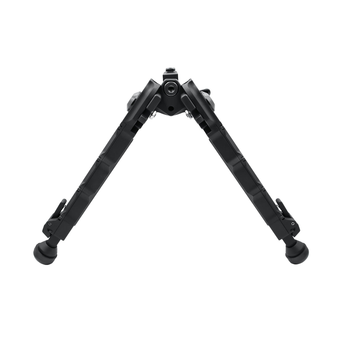 Accu-Tac M-LOK Spec-5 Bipod in black viewed from the front with both legs deployed