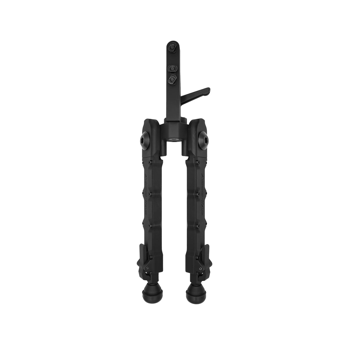 Top-down view of the Accu-Tac M-LOK Spec-5 Bipod in black with its legs in the stowed position