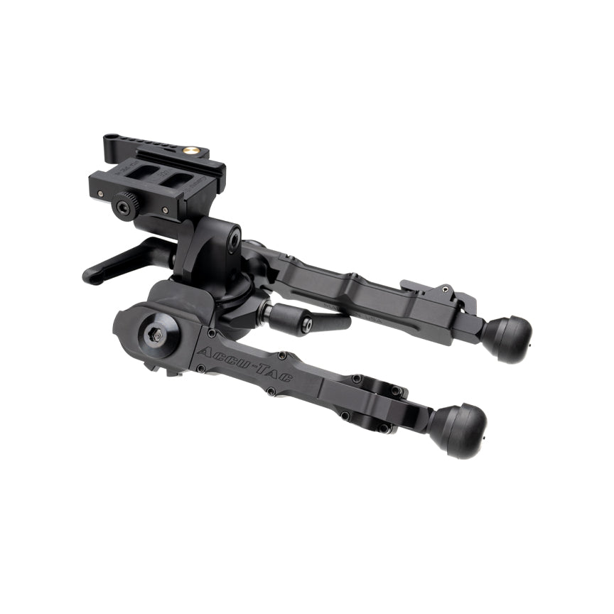 Accu-Tac PC-4 Arca-Spec QD Bipod in black, machined from aircraft-grade aluminium