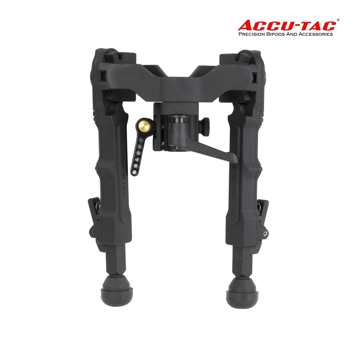 Accu-Tac WB-4 wide-body bipod in black built for precision rifle shooting
