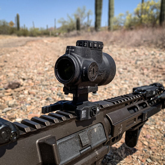 ADM range photograph of the lightweight Trijicon MRO quick-detach mount family