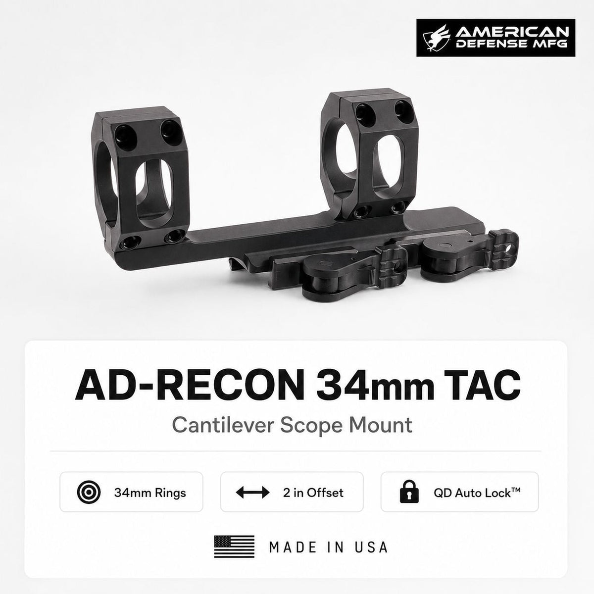 American Defense AD-RECON cantilever scope mount with 34mm rings and TAC levers