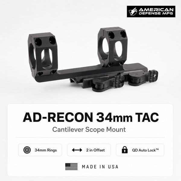 American Defense AD-RECON cantilever scope mount with 34mm rings and TAC levers