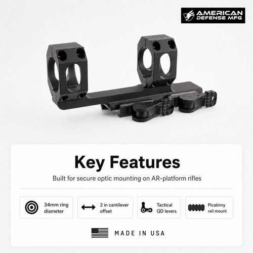 American Defense AD-RECON Cantilever Scope Mount 34mm TAC Levers – AD-RECON-34-TAC