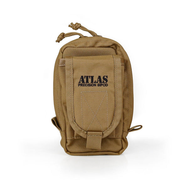 Atlas Bipod BT30 tall bipod pouch in coyote brown, a carry pouch for Atlas bipods