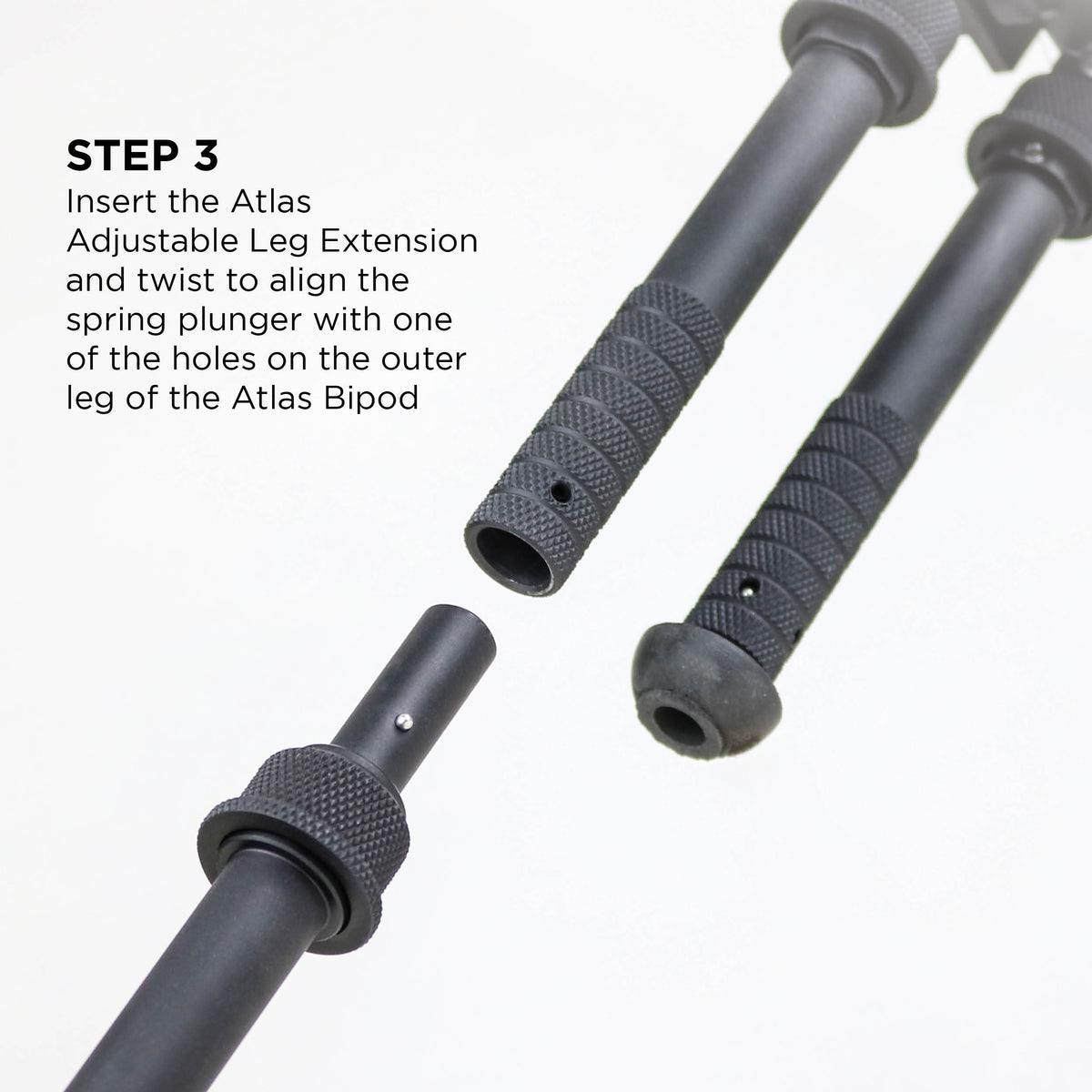 Atlas Bipod BT85 adjustable leg extensions, an accessory pair for the Atlas bipod range