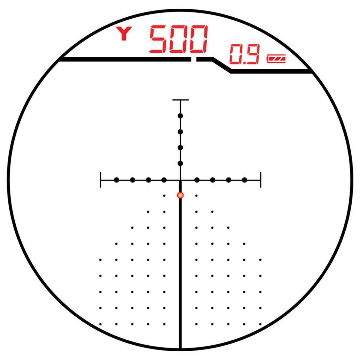 Burris X96 reticle view as used in the Eliminator 5 5-20x50 LaserScope