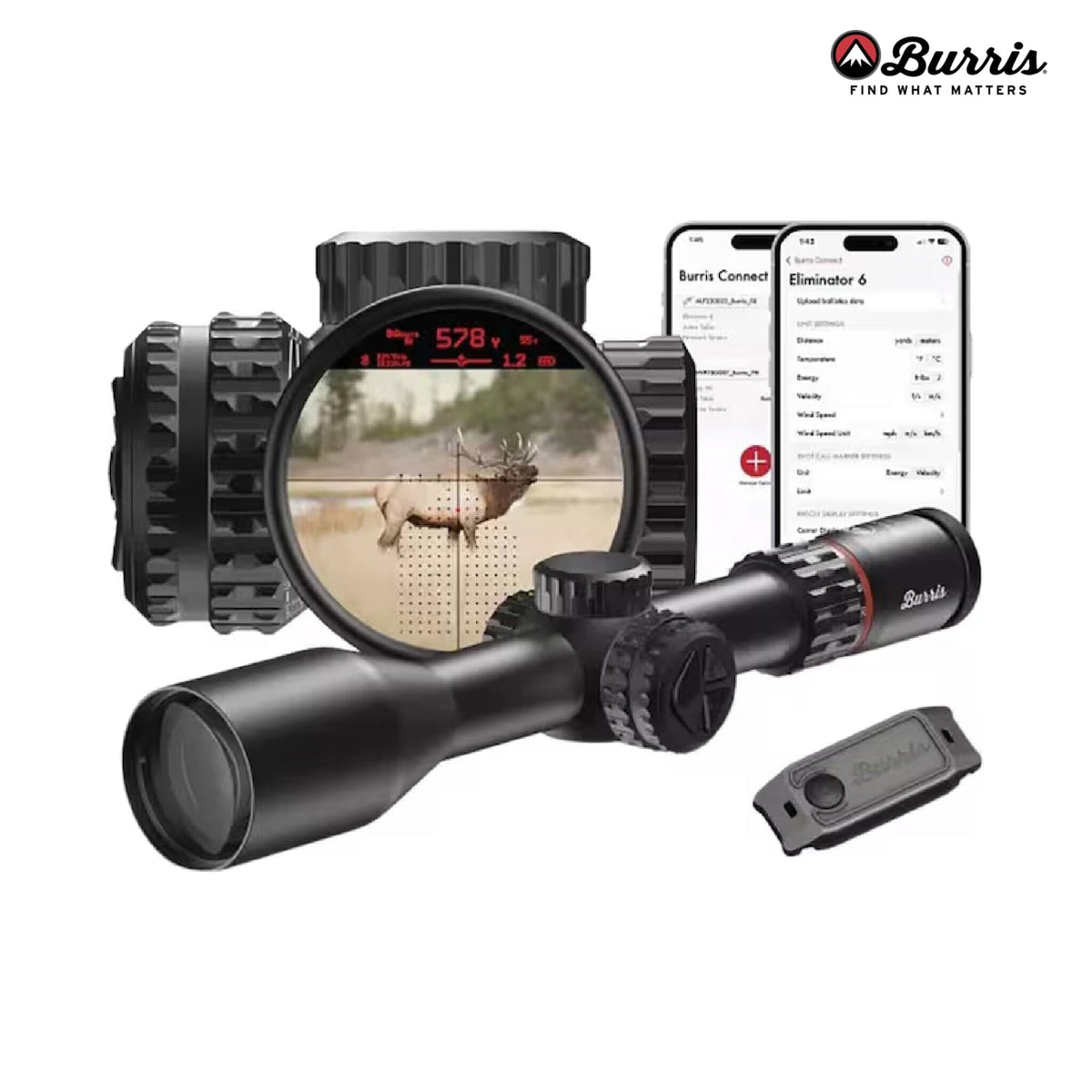 Burris Eliminator 6 4-20x52 rifle scope with a built-in laser rangefinder and ballistic solver