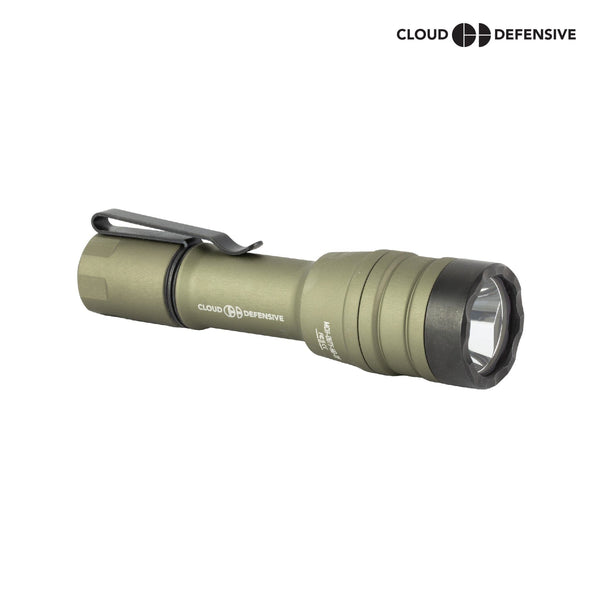 Cloud Defensive MCH Duty-HO handheld flashlight in Flat Dark Earth, 1800 lumens on the 18650 cell