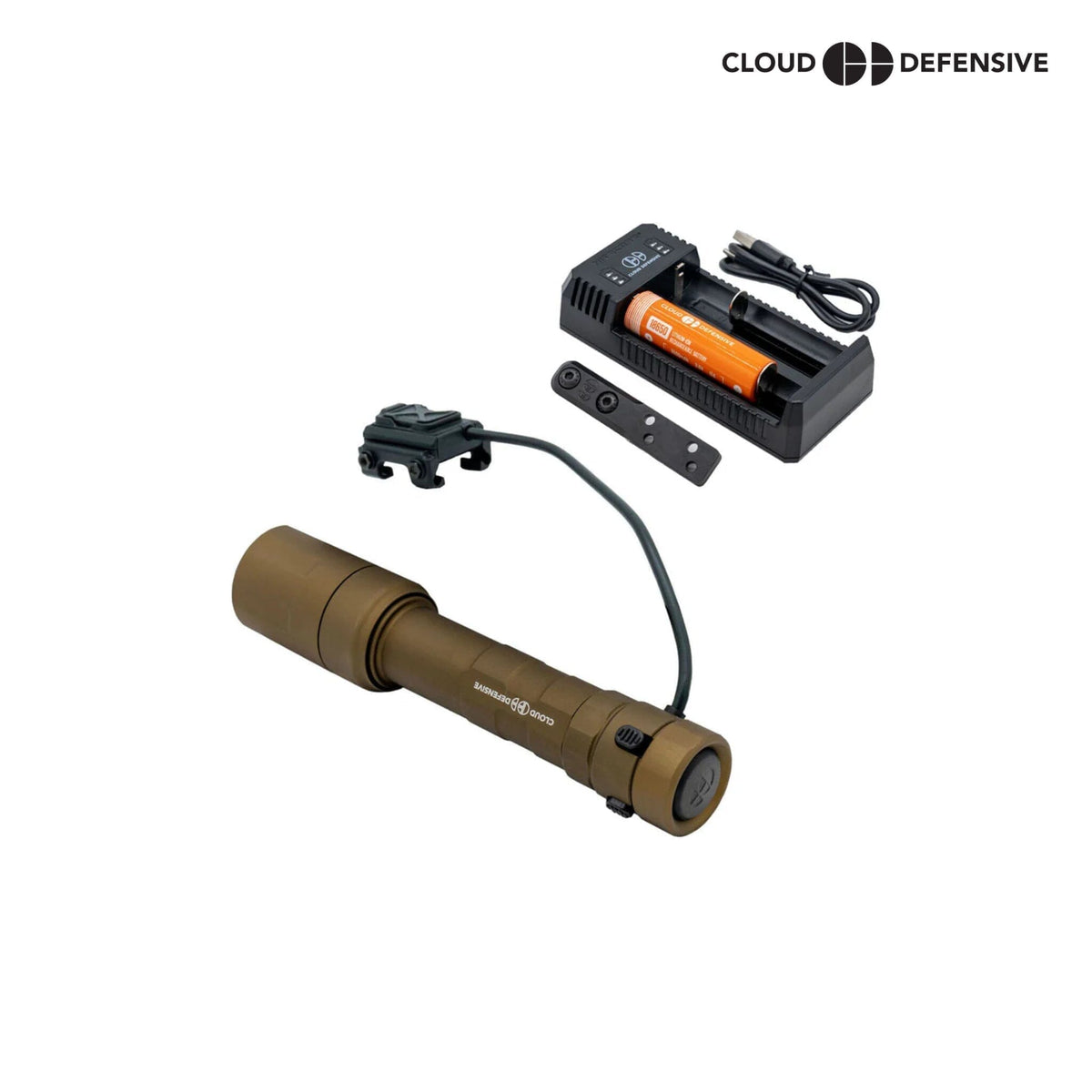 Cloud Defensive REIN 3.0 weapon light in Flat Dark Earth throwing 100,000 candela