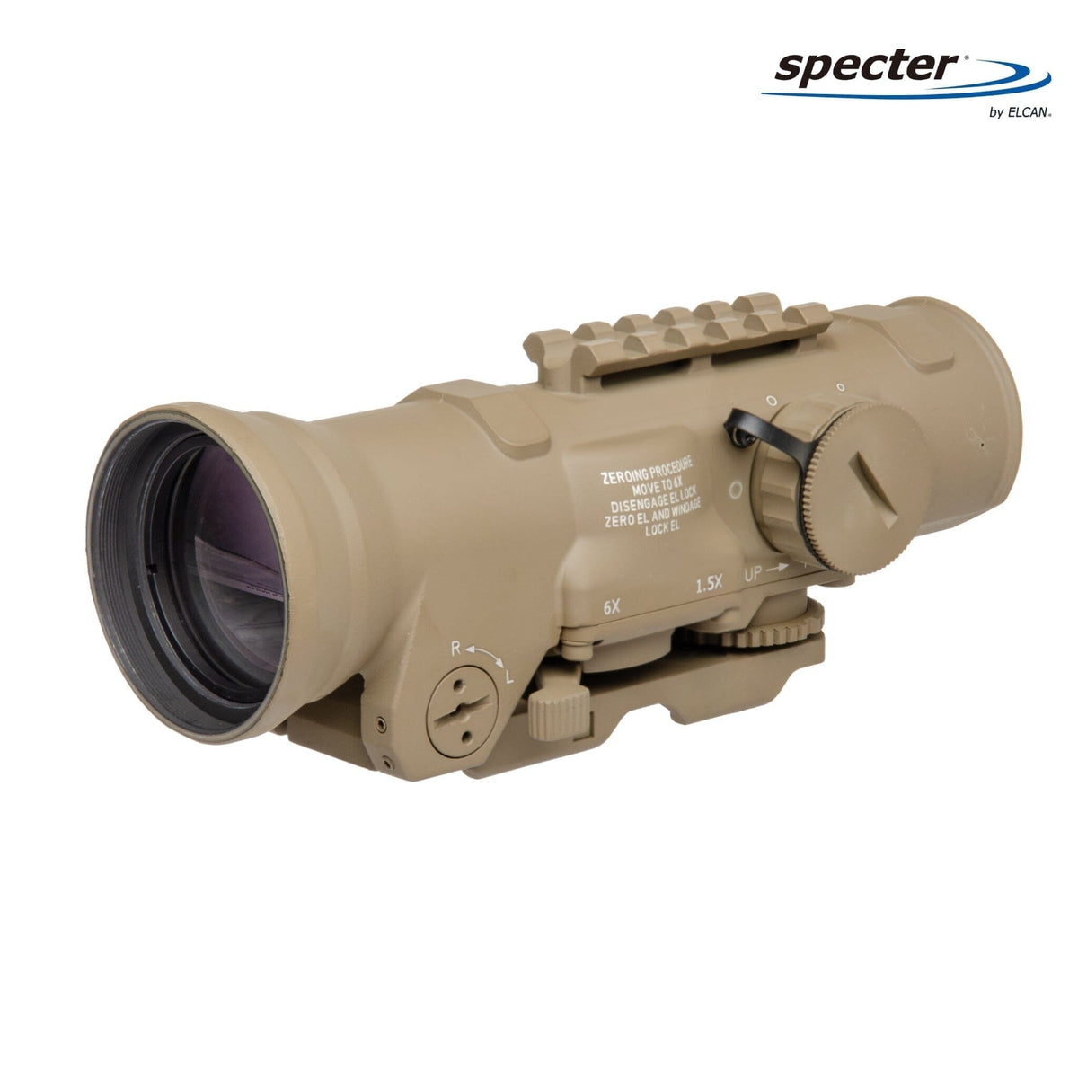 ELCAN SpecterDR 1.5x/6x .308/7.62 BDC rifle scope in Flat Dark Earth with a throw-lever zoom switch