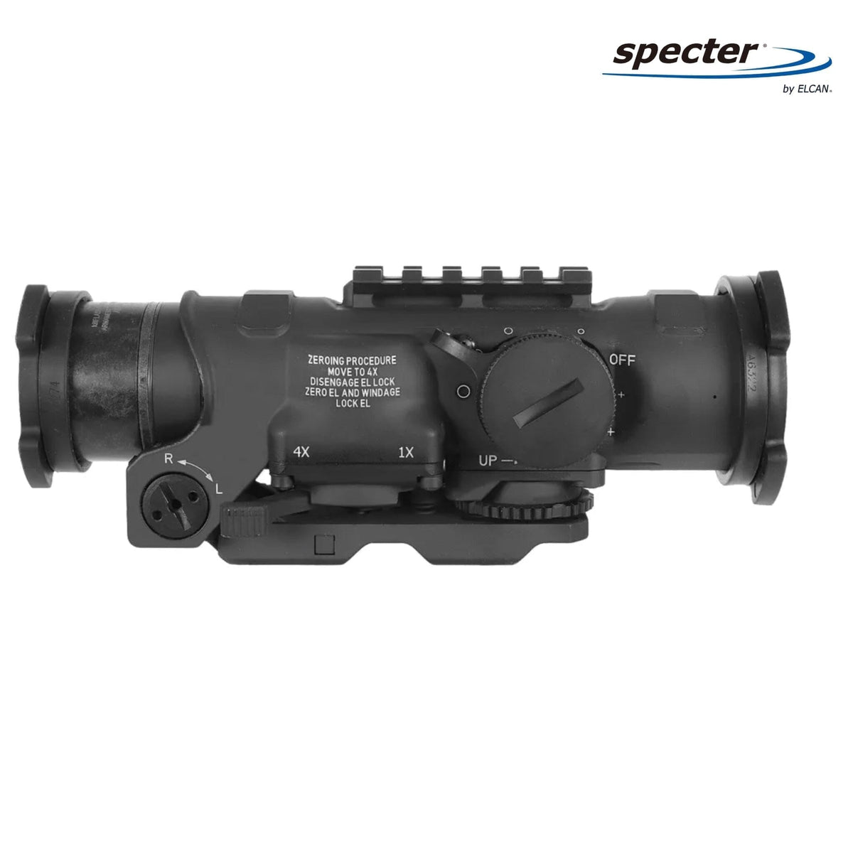 ELCAN SpecterDR 1x/4x .223/5.56 BDC rifle scope in black switching instantly from true 1x to 4x