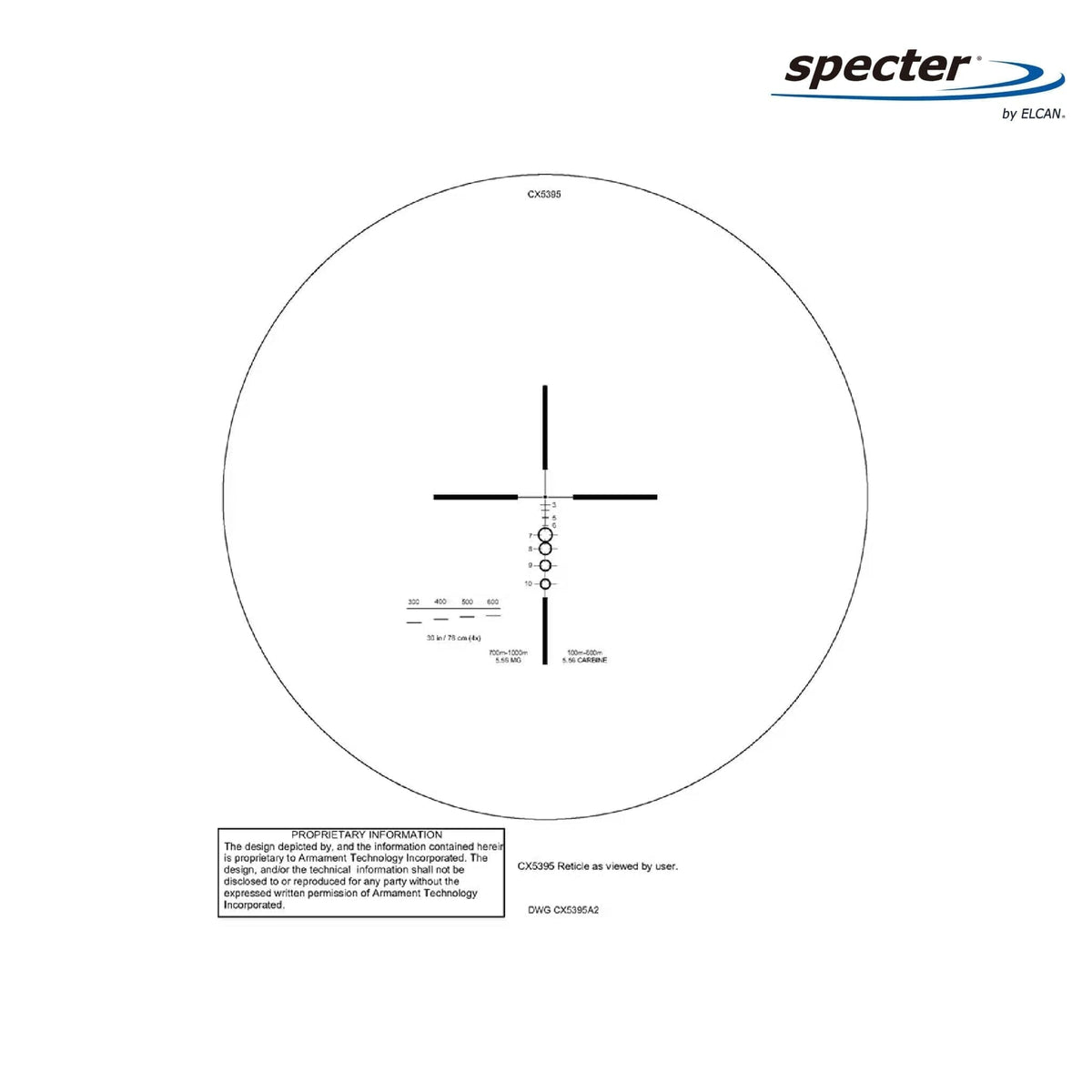 ELCAN SpecterDR 1x/4x .223/5.56 BDC rifle scope in black with illuminated crosshair and Picatinny mount