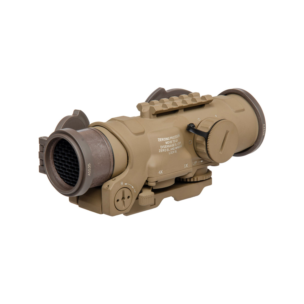 Flat Dark Earth SpecterDR 1x/4x shown lengthwise on white as part of this XOPTEK bundle
