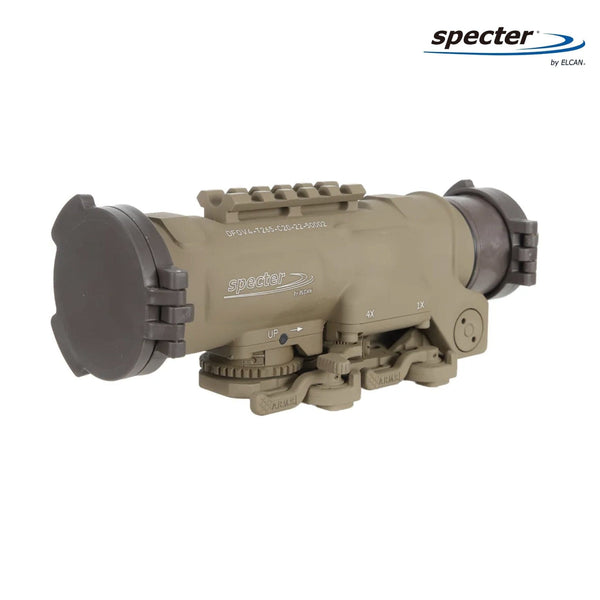 ELCAN SpecterDR 1x/4x rifle scope in Flat Dark Earth with a .308/7.62 BDC reticle for battle rifles