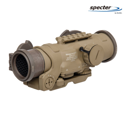 ELCAN SpecterDR 1x/4x 5.56 BDC FDE Scope w/Flip Covers, ARD & A.R.M.S. Levers DFOV4-T265-C10 LPVO Rifle Scope ELCAN SpecterDR 