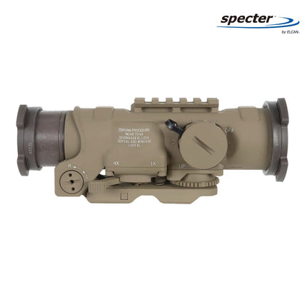 ELCAN SpecterDR 1x/4x 7.62 BDC FDE Scope w/Flip Covers, ARD & A.R.M.S. Levers DFOV4-T265-C20 LPVO Rifle Scope ELCAN SpecterDR 