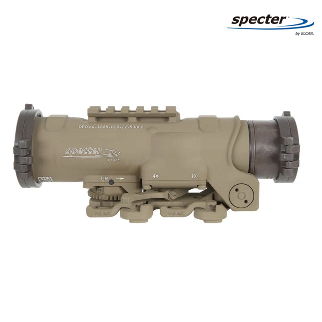 ELCAN SpecterDR 1x/4x 7.62 BDC FDE Scope w/Flip Covers, ARD & A.R.M.S. Levers DFOV4-T265-C20 LPVO Rifle Scope ELCAN SpecterDR 