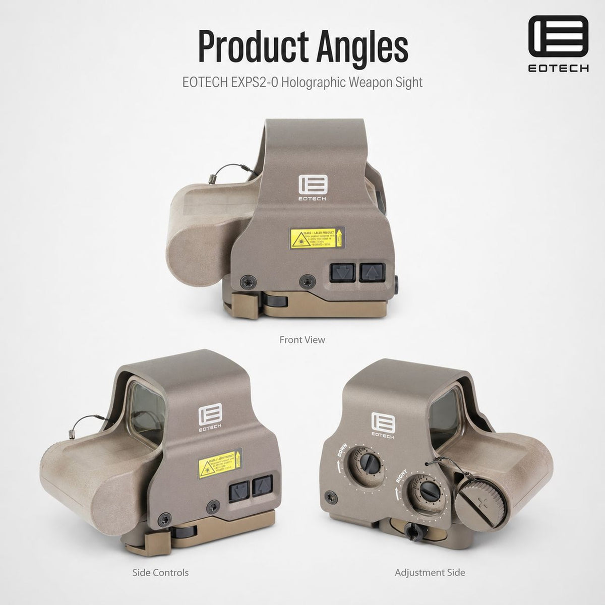 EOTech EXPS2-0 68 MOA ring holographic weapon sight in Tan powered by a single CR123 lithium battery
