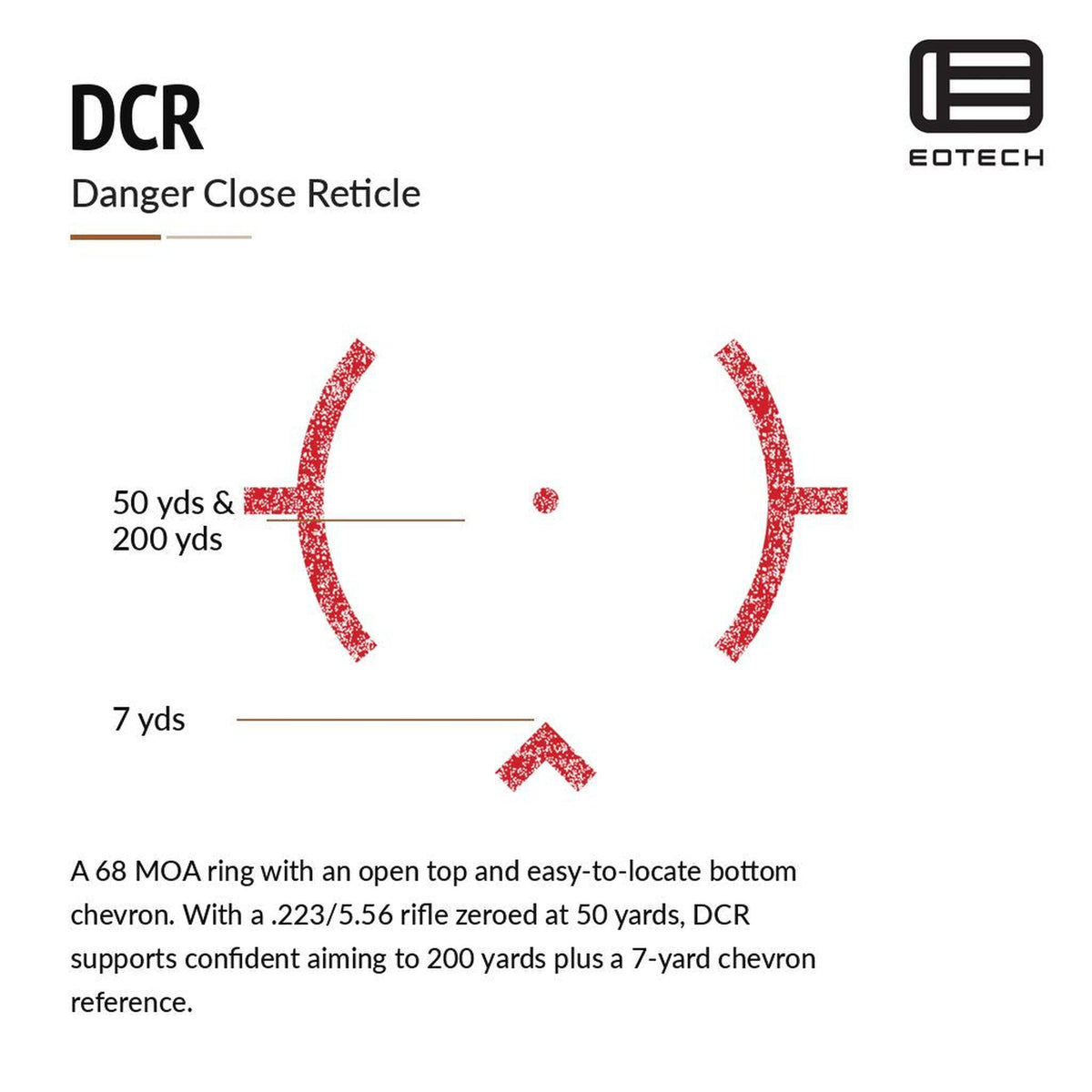 EOTech EXPS3-DCR Danger Close holographic weapon sight in Tan powered by a single CR123 lithium battery