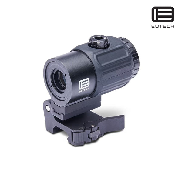 EOTech G43 3x magnifier on the flip-to-side STS mount in matte black for use behind an EOTech holographic weapon sight