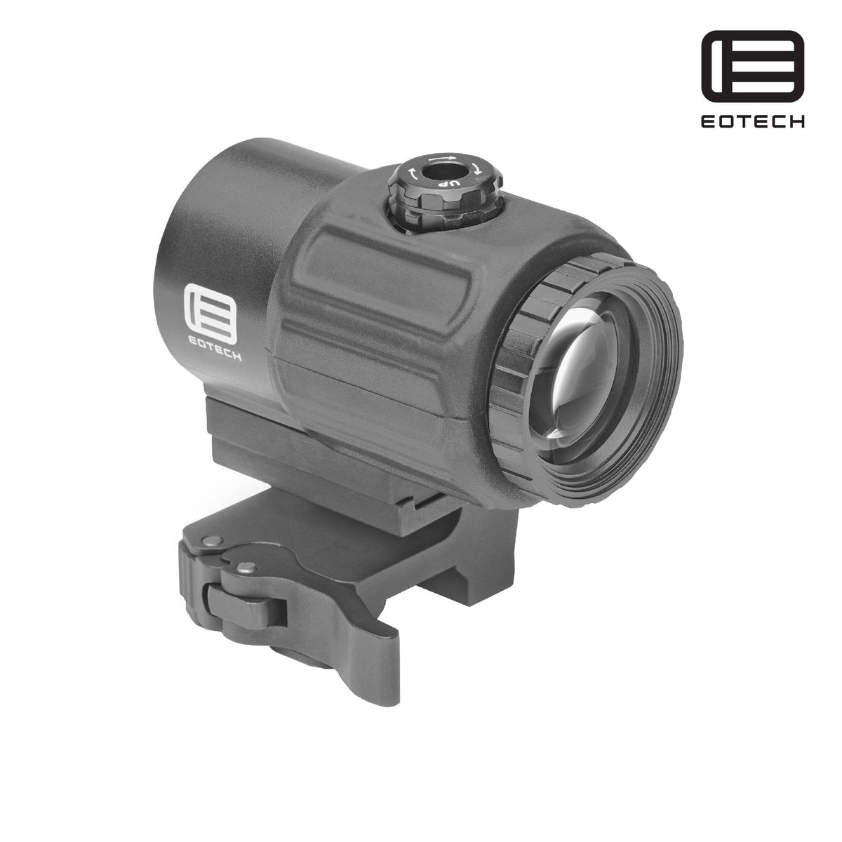 EOTech G43 3x magnifier on the flip-to-side STS mount in matte black with a fast-focus dioptre for a crisp reticle image