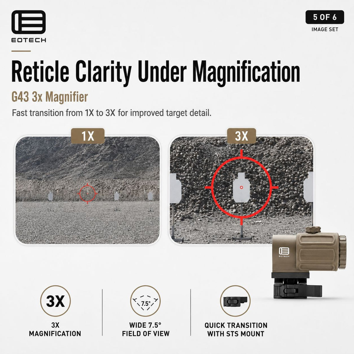 EOTech G43 3x magnifier on the flip-to-side STS mount in Tan with an aluminium housing built to take hard recoil