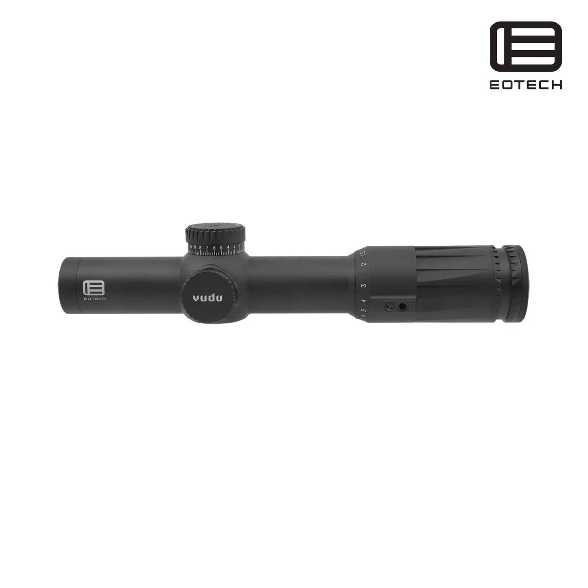 EOTech Vudu 1-10x28 illuminated SR4 MOA LPVO rifle scope in matte black with zero-resettable elevation and windage turrets