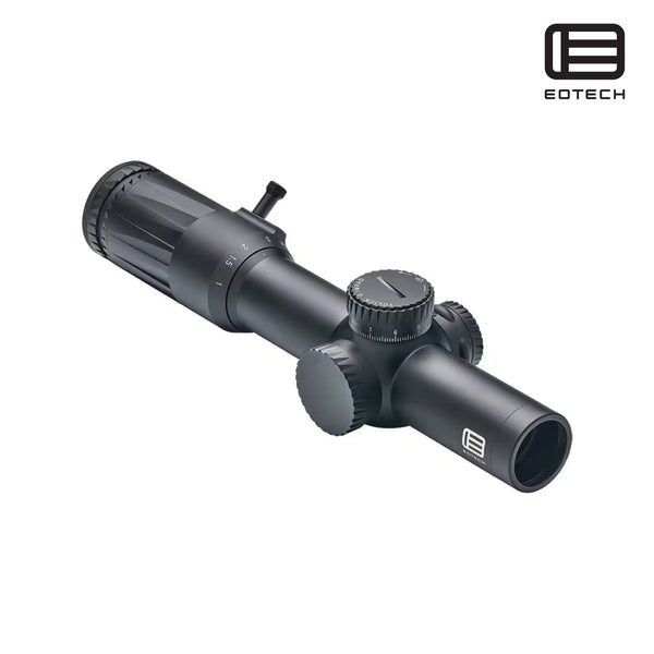 EOTech Vudu 1-10x28 illuminated SR5 MRAD LPVO rifle scope in matte black with the reticle in the first focal plane